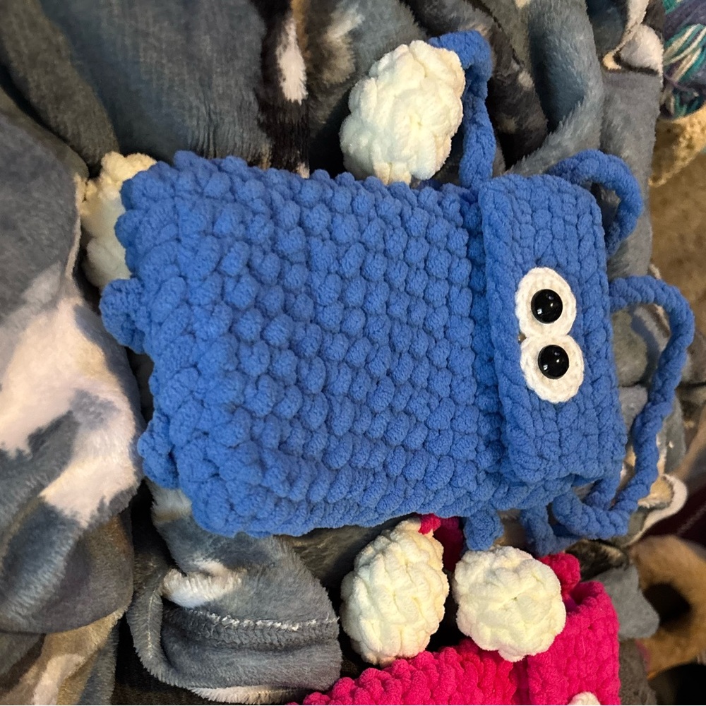 Blue Plush Monster Bag